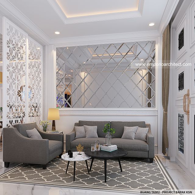 Desain Ruang Tamu Rumah Klasik Modern 1 Lantai Bapak KSN di Cirebon, Jawa Barat