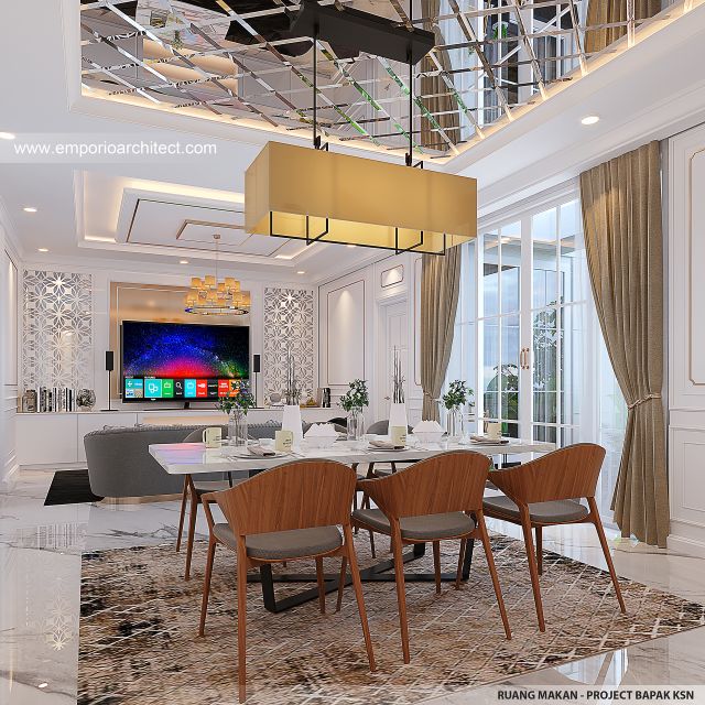 Desain Ruang Makan Rumah Klasik Modern 1 Lantai Bapak KSN di Cirebon, Jawa Barat