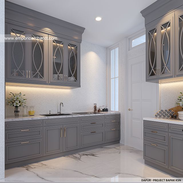 Desain Dapur Rumah Klasik Modern 1 Lantai Bapak KSN di Cirebon, Jawa Barat