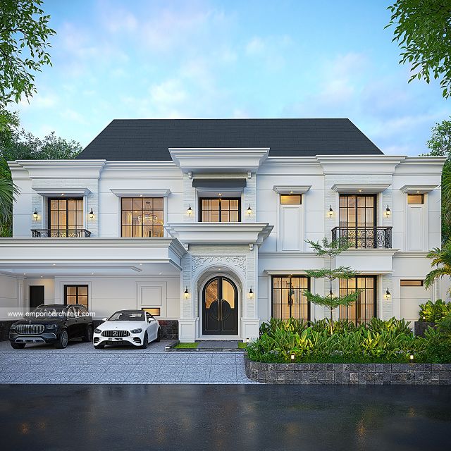 Video Desain Rumah Mediteran Klasik 2 Lantai Ibu E 1809 di  Jakarta