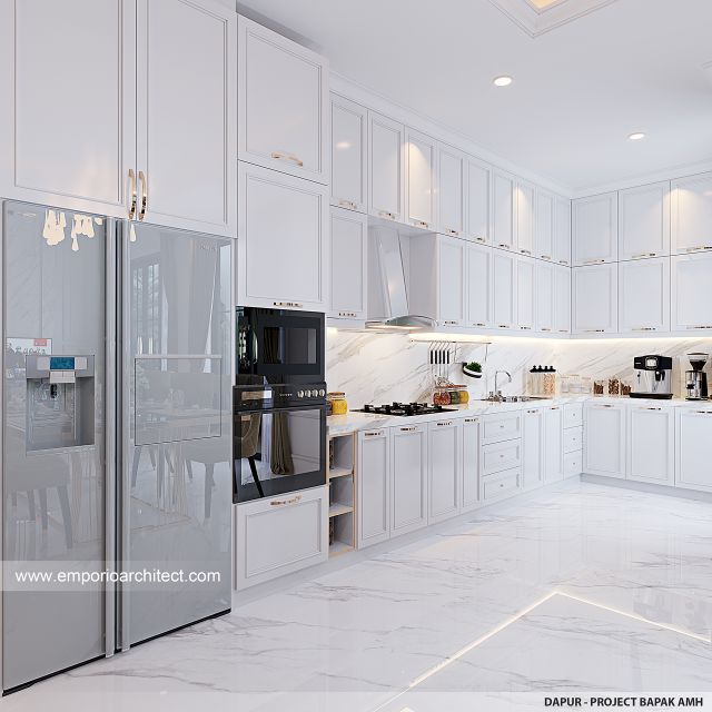 Desain Dapur Rumah Mediteran Klasik 2 Lantai Bapak AMH di Palembang