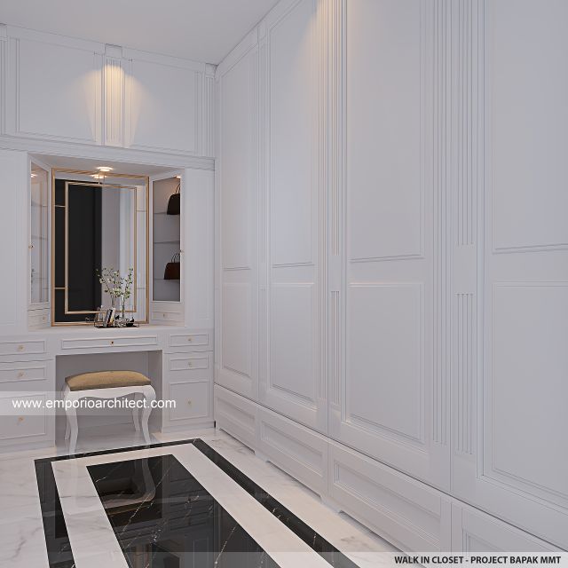 Desain Walk In Closet Rumah Klasik Modern 2 Lantai Bapak MMT di Jakarta