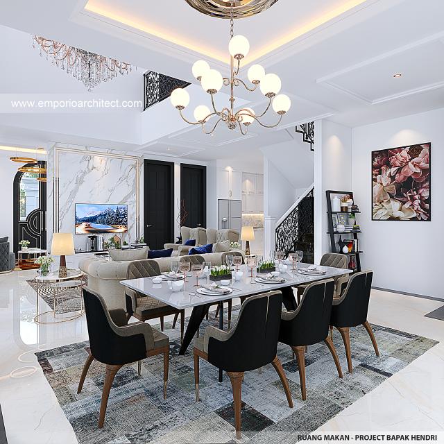 Desain Ruang Makan Rumah Klasik Modern 2 Lantai Bapak HDI di Jakarta