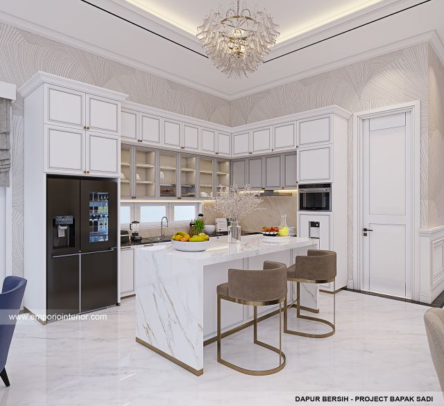Desain Dapur Bersih Rumah Klasik Modern 2 Lantai Bapak SD di Jakarta