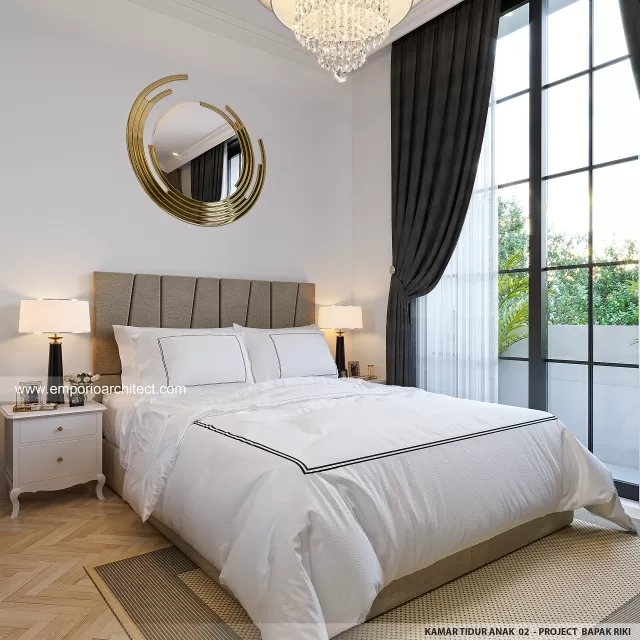 Desain Kamar Tidur Anak 2 Rumah Mediteran Klasik 2.5 Lantai Bapak Fedie di Jakarta