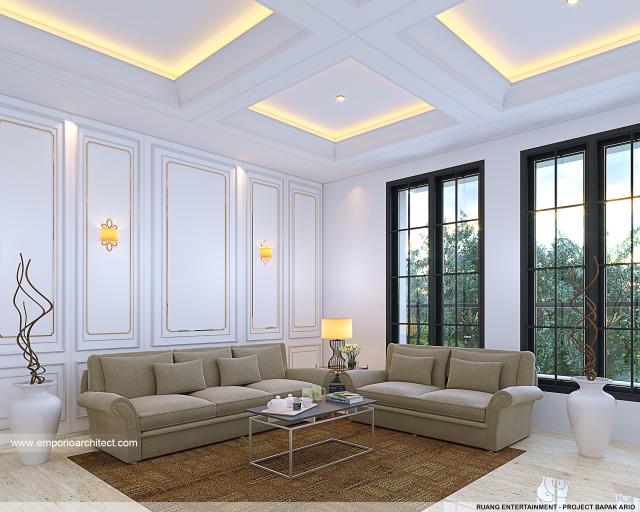 Desain Ruang Entertainment Rumah Klasik Modern 2.5 Lantai Bapak AO di Jakarta