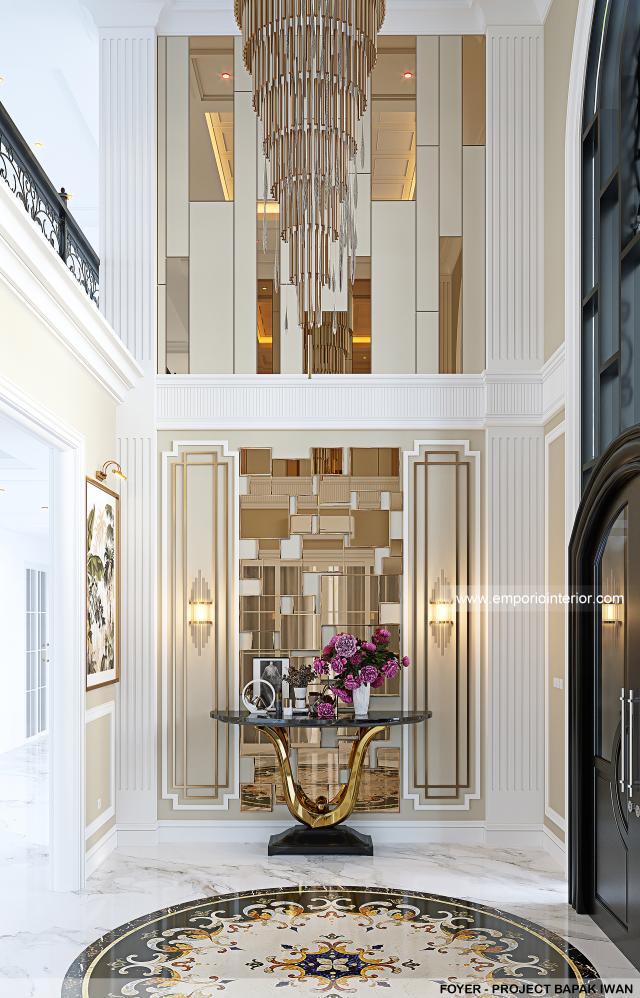 Desain Foyer Rumah Klasik Modern 2.5 Lantai Bapak IWN di Jambi