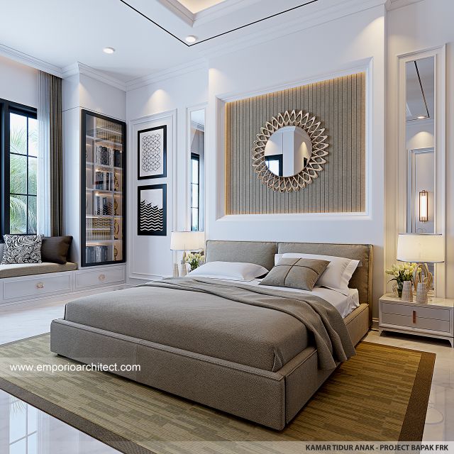 Desain Kamar Tidur Anak Rumah Klasik Modern 3 Lantai Bapak FRK di PIK, Jakarta Utara