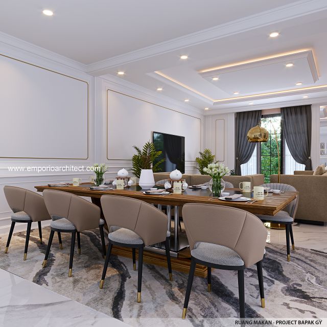 Desain Ruang Makan Rumah Klasik Modern 3 Lantai Bapak GY di Jakarta Utara
