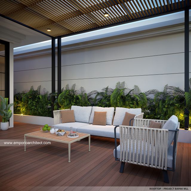 Desain Rooftop Rumah Klasik Modern 3 Lantai Bapak WLL di Tangerang