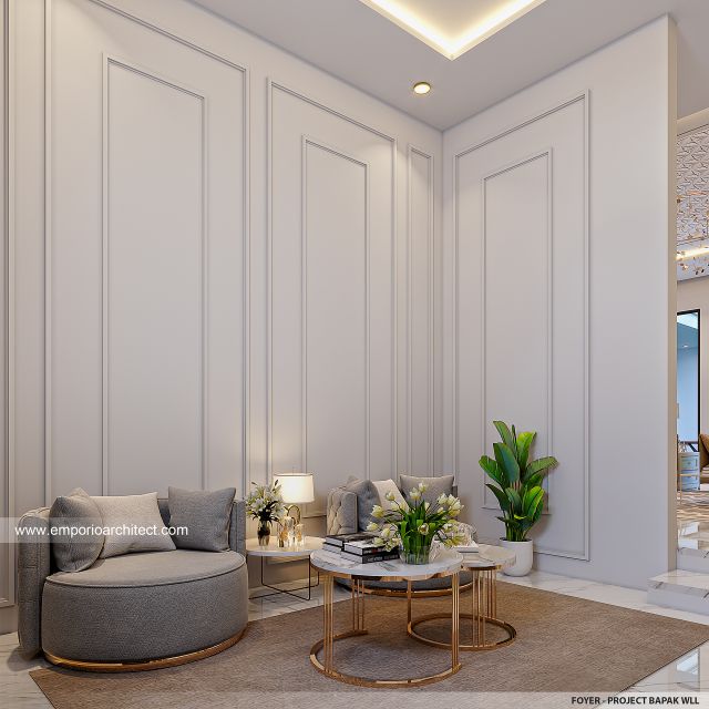 Desain Foyer Rumah Klasik Modern 3 Lantai Bapak WLL di Tangerang