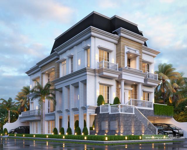 Video Desain Rumah Klasik Modern 3.5 Lantai Bapak Anthony di  Jakarta