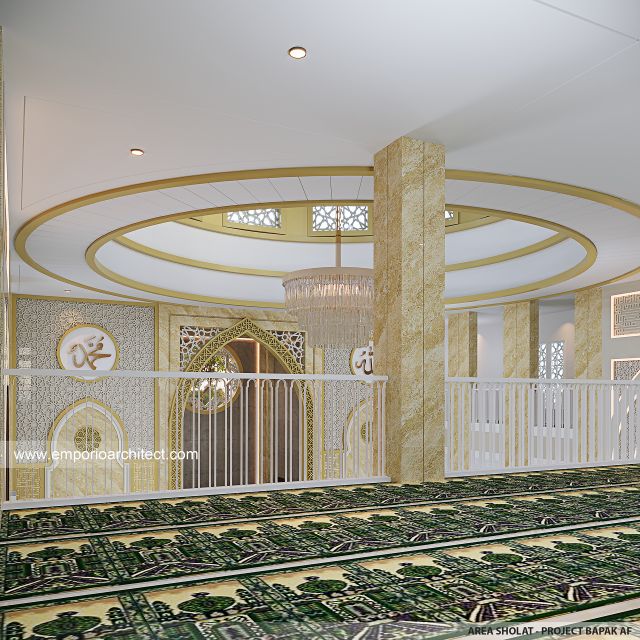 Desain Area Sholat Masjid Modern Persian 2 Lantai Bapak AF di Bekasi