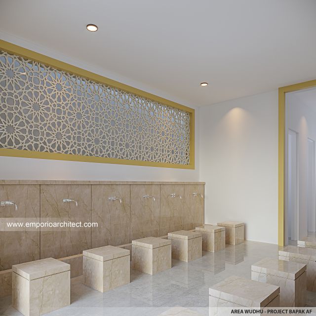 Desain Area Wudhu Masjid Modern Persian 2 Lantai Bapak AF di Bekasi