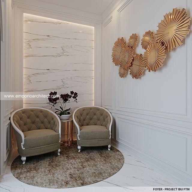 Desain Foyer Rumah Mediteran 2 Lantai Ibu FTM di Jakarta Timur