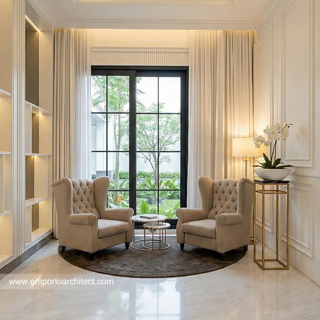 Desain Ruang Tamu Rumah Mediteran 3 Lantai Ibu MRN di Banjarmasin