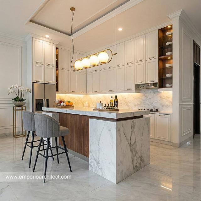 Desain Dapur Rumah Mediteran 3 Lantai Ibu MRN di Banjarmasin