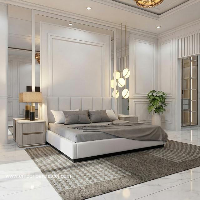 Desain Kamar Tidur Rumah Mediteran 3 Lantai Ibu MRN di Banjarmasin