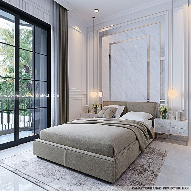 Desain Kamar Tidur Anak Rumah Mediteran 3 Lantai Ibu MRN di Jakarta