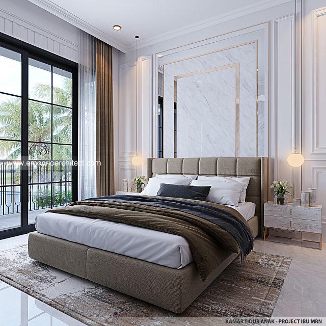 Desain Kamar Tidur Anak Rumah Mediteran 3 Lantai Ibu MRN di Jakarta