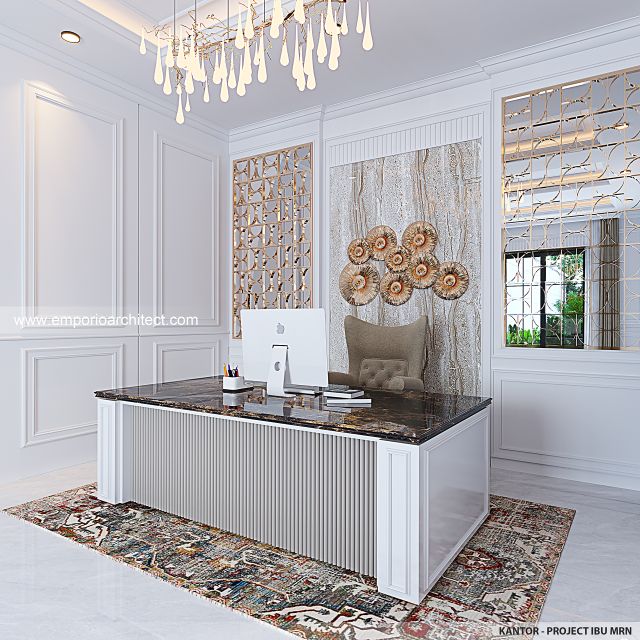 Desain Kantor Rumah Mediteran 3 Lantai Ibu MRN di Jakarta