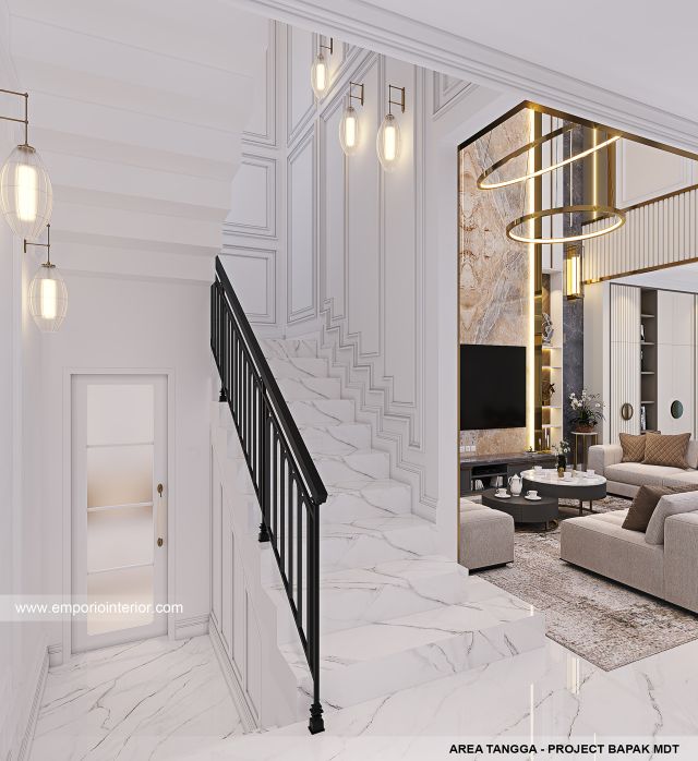 Desain Area Tangga Rumah Mediteran 2 Lantai Bapak MDT di Mojokerto