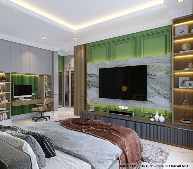 Desain Kamar Tidur Anak 1 Rumah Mediteran 2 Lantai Bapak MDT di Mojokerto