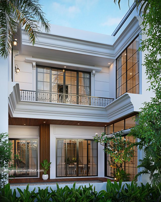 Desain Tampak Belakang Rumah Mediteran 3 Lantai Bapak ANS di BSD, Tangerang Selatan