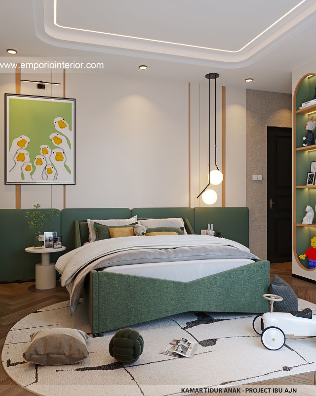 Desain Kamar Tidur Anak Rumah Mediteran 3 Lantai Ibu AJN 1916 di Makassar