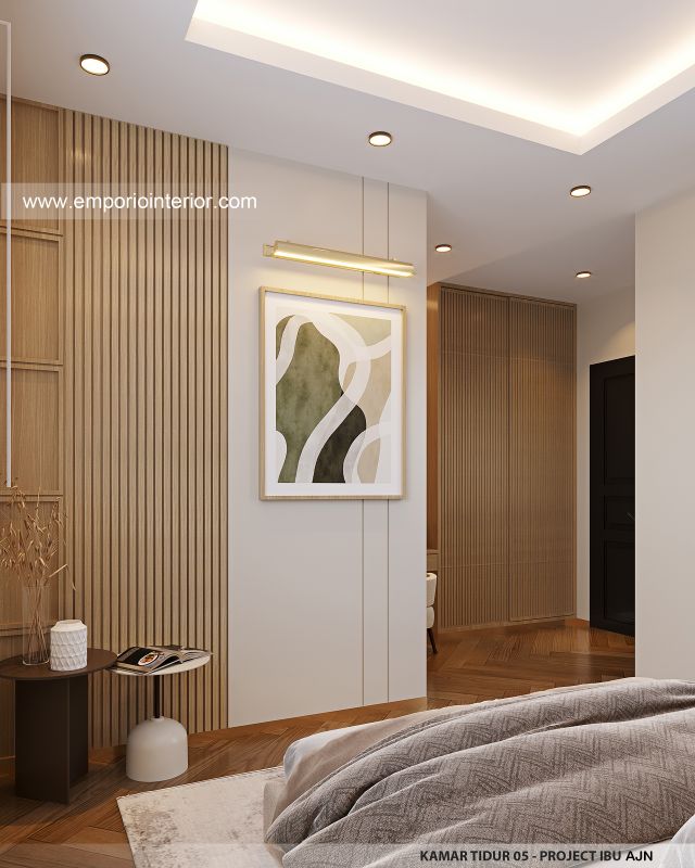 Desain Kamar Tidur 5 Rumah Mediteran 3 Lantai Ibu AJN 1916 di Makassar