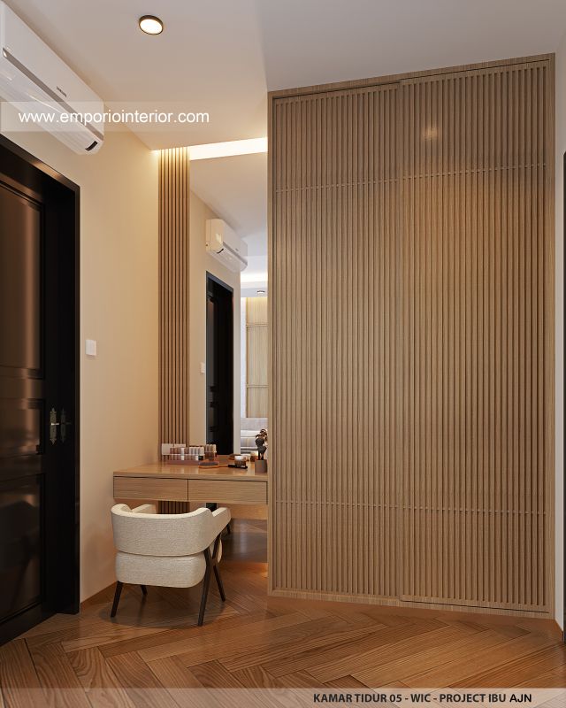 Desain WIC Kamar Tidur 5 Rumah Mediteran 3 Lantai Ibu AJN 1916 di Makassar