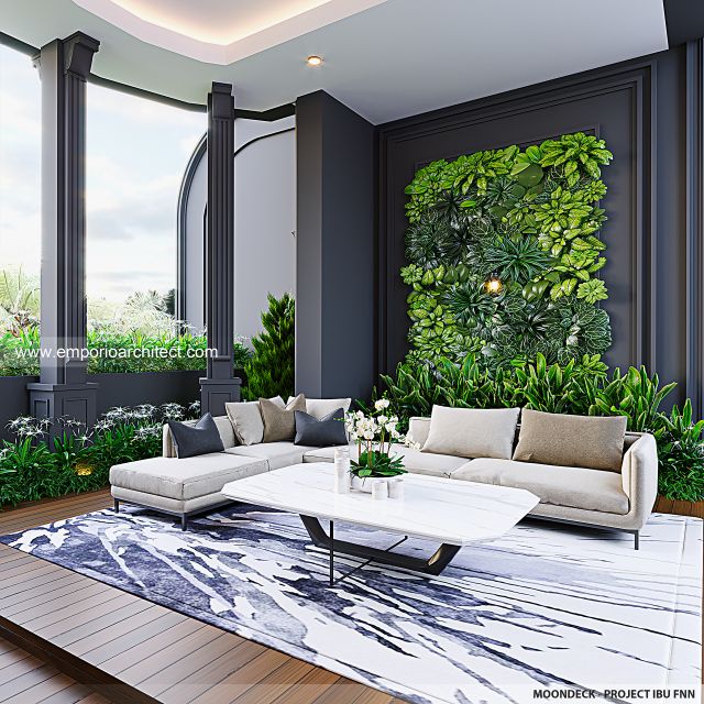 Desain Moondeck Rumah Mediteran 3 Lantai Ibu FNN di Palembang