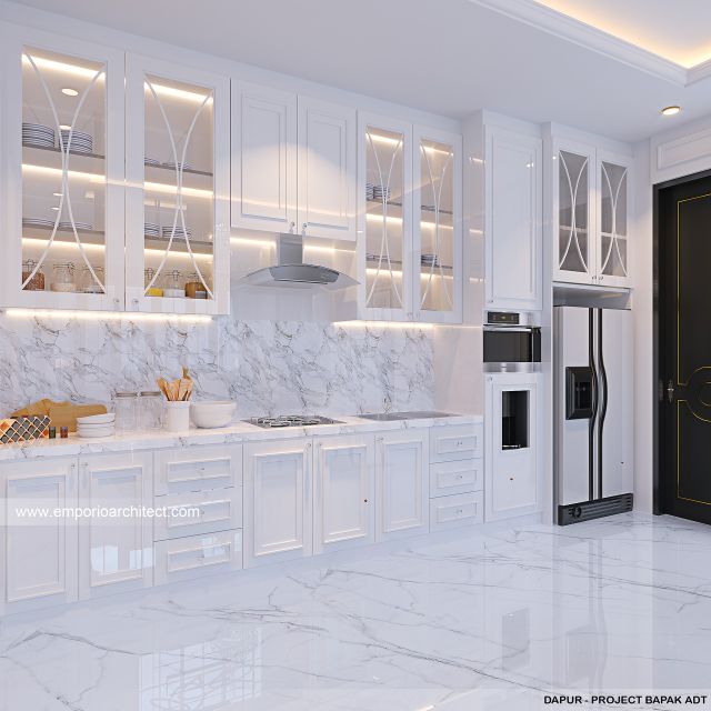 Desain Dapur Rumah Mediteran 4 Lantai Bapak ADT di Bandung