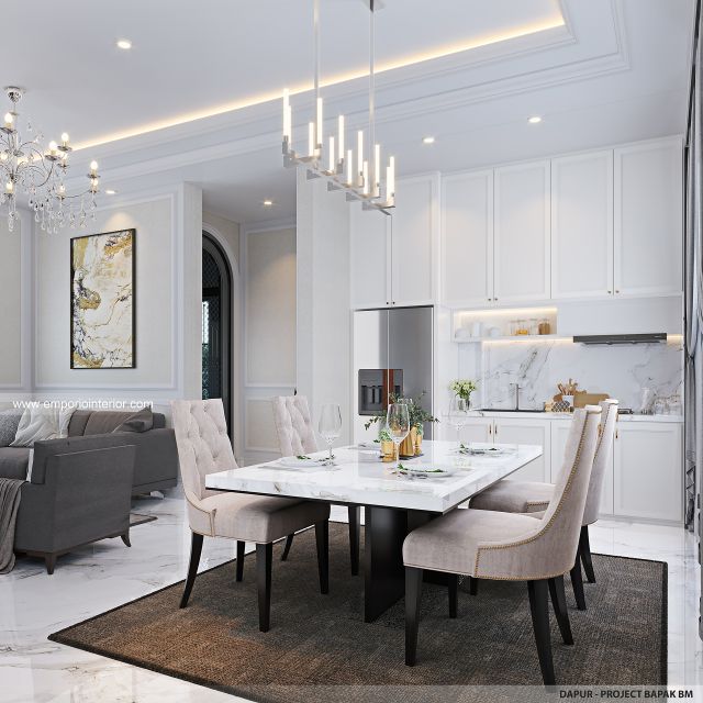 Desain Dapur dan Ruang Makan Rumah Mediteran 4 Lantai Bapak BM di Yogyakarta