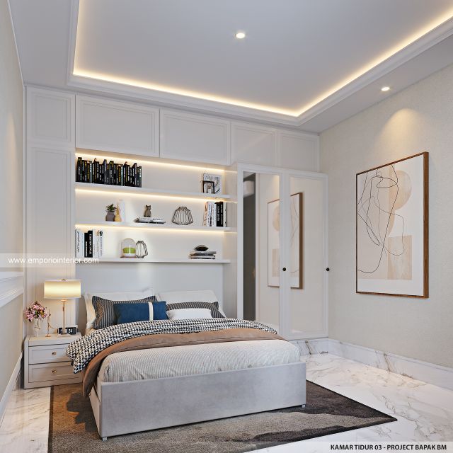 Desain Kamar Tidur 3 Rumah Mediteran 4 Lantai Bapak BM di Yogyakarta