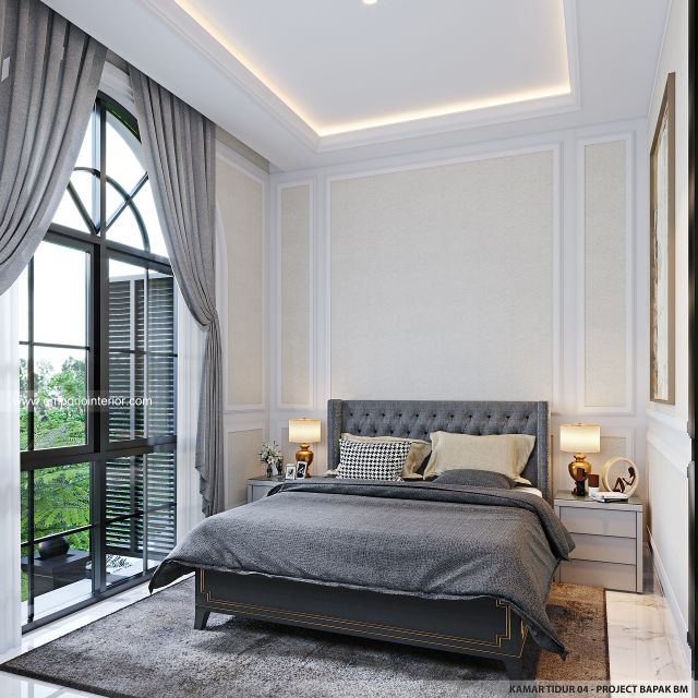 Desain Kamar Tidur 4 Rumah Mediteran 4 Lantai Bapak BM di Yogyakarta
