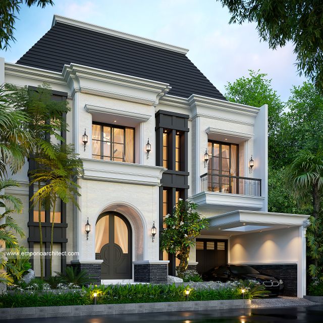 #2floorshousedesign - Mrs. SMT Mediterranean Classic House 2 Floors Design - Bekasi - Code 48119