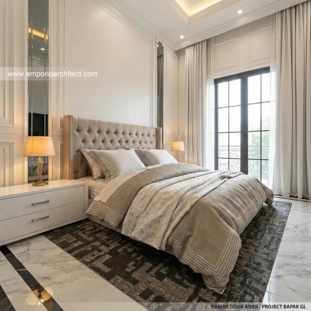 Desain Kamar Tidur Anak Rumah Klasik Modern 2 Lantai Bapak GL di Pulo Mas, Jakarta Timur