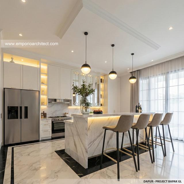 Desain Dapur Rumah Klasik Modern 2 Lantai Bapak GL di Pulo Mas, Jakarta Timur