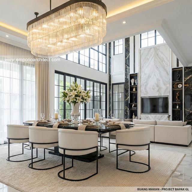 Desain Ruang Makan Rumah Klasik Modern 2 Lantai Bapak GL di Pulo Mas, Jakarta Timur
