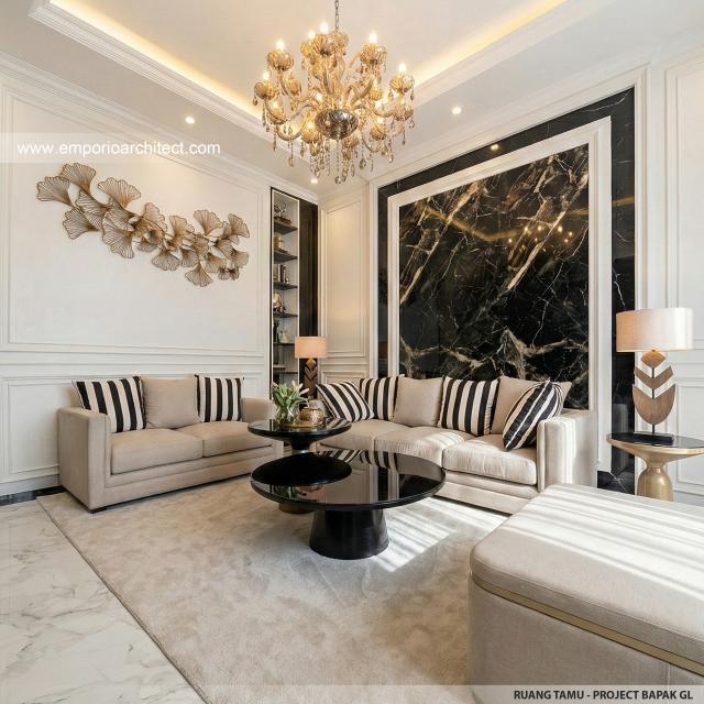 Desain Ruang Tamu Rumah Klasik Modern 2 Lantai Bapak GL di Pulo Mas, Jakarta Timur