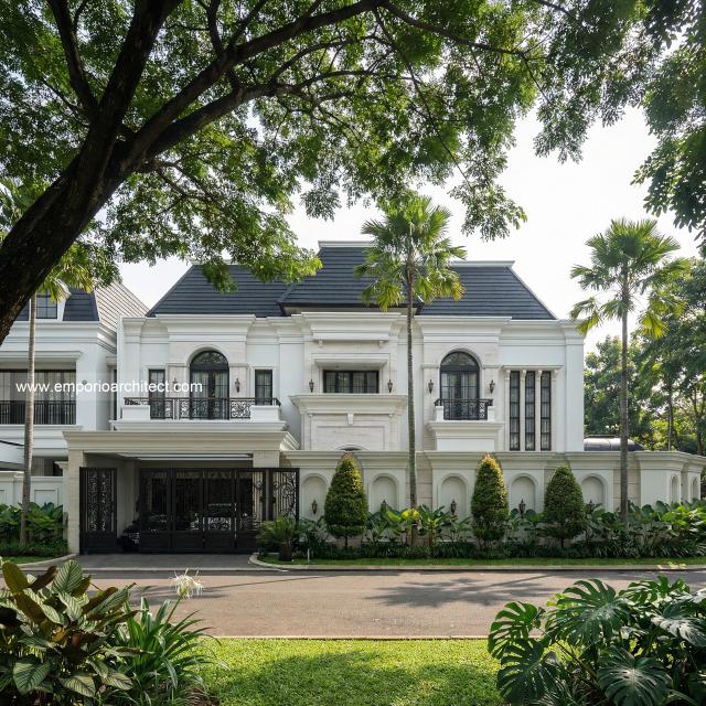 Desain Tampak Depan 2 Rumah Klasik Modern 2 Lantai Bapak GL di Pulo Mas, Jakarta Timur