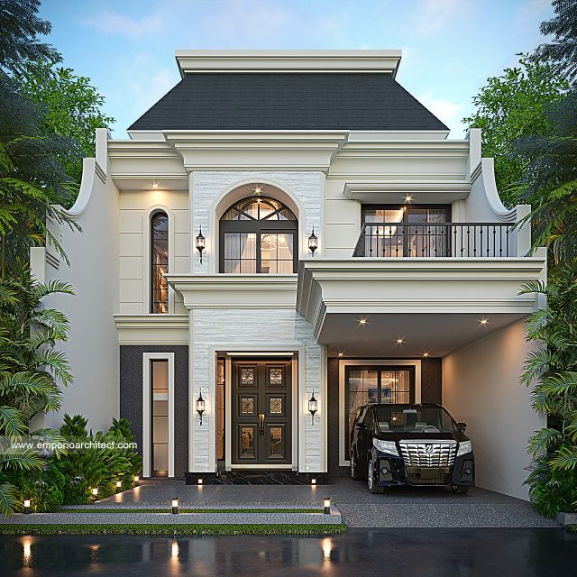 Desain Rumah Mediteran Klasik 2 Lantai Ibu A 2110 di  Rawamangun, Jakarta Timur