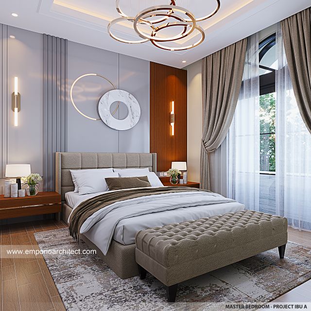 Desain Kamar Tidur Utama Rumah Mediteran Klasik 2 Lantai Ibu A di Rawamangun, Jakarta Timur