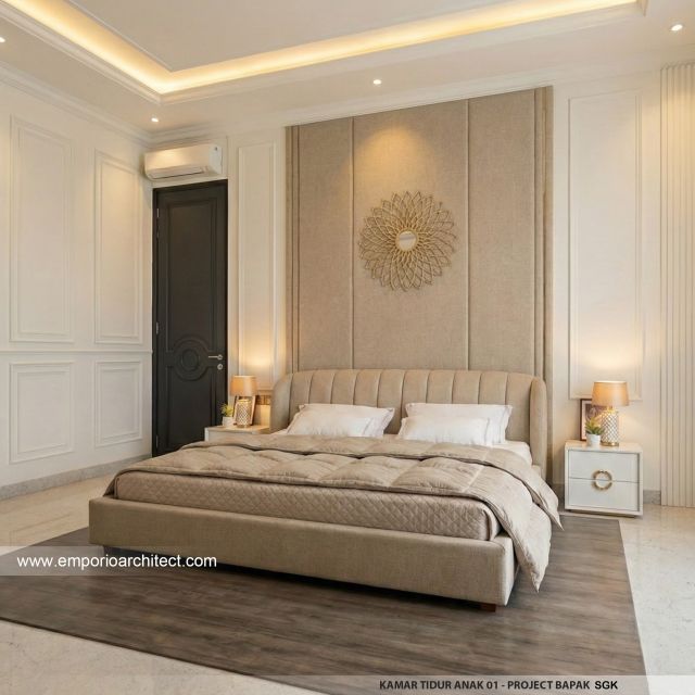 Desain Kamar Tidur Anak 1 Rumah Mediteran Klasik 2 Lantai Bapak SGK di Malang