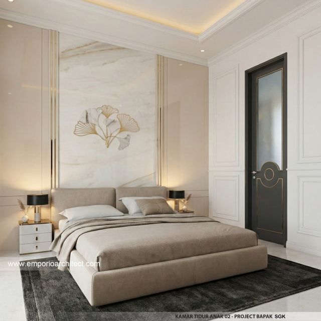 Desain Kamar Tidur Anak 2 Rumah Mediteran Klasik 2 Lantai Bapak SGK di Malang