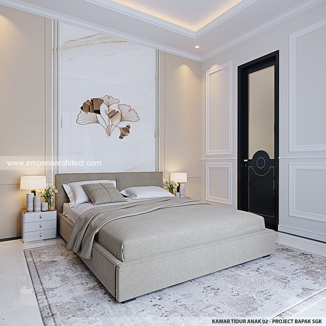 Desain Kamar Tidur Anak 2 Rumah Mediteran Klasik 2 Lantai Bapak SGK di Malang