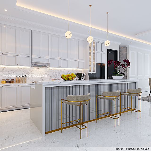 Desain Dapur Rumah Mediteran Klasik 2 Lantai Bapak SGK di Malang