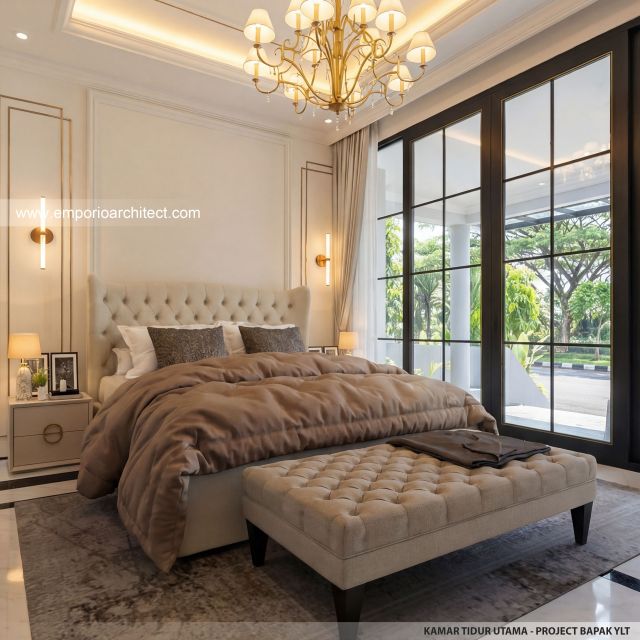 Desain Kamar Tidur Utama Rumah Mediteran Klasik 2 Lantai Bapak YLT di Samarinda