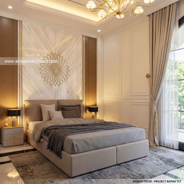 Desain Kamar Tidur Rumah Mediteran Klasik 2 Lantai Bapak YLT di Samarinda